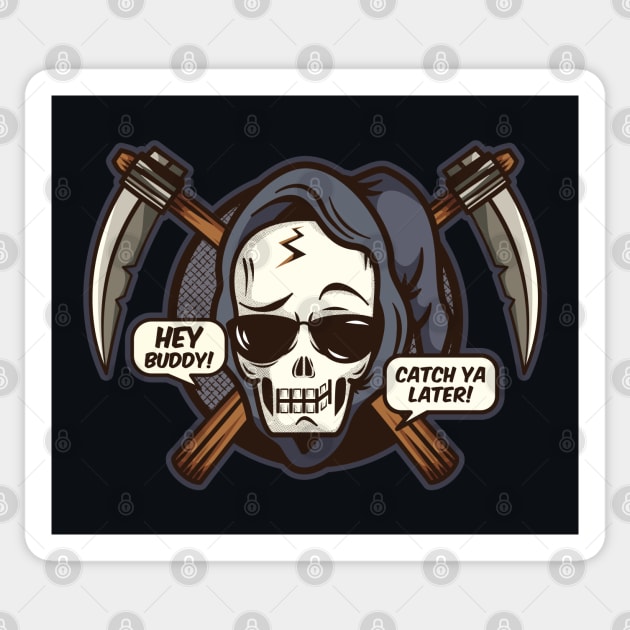 Funny Grim Reaper Sticker by dkdesigns27